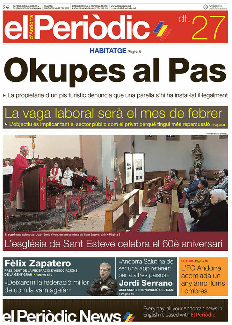 Portada de El Periòdic d'Andorra (Andorra)