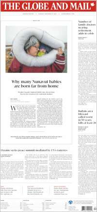 Portada de The Globe and Mail (Canada)