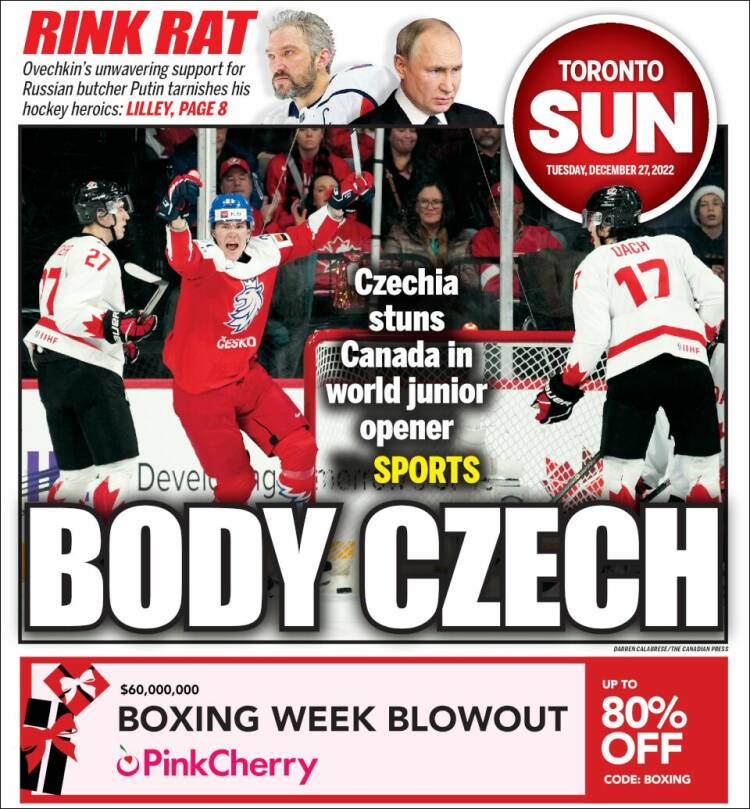 Portada de The Toronto Sun (Canada)