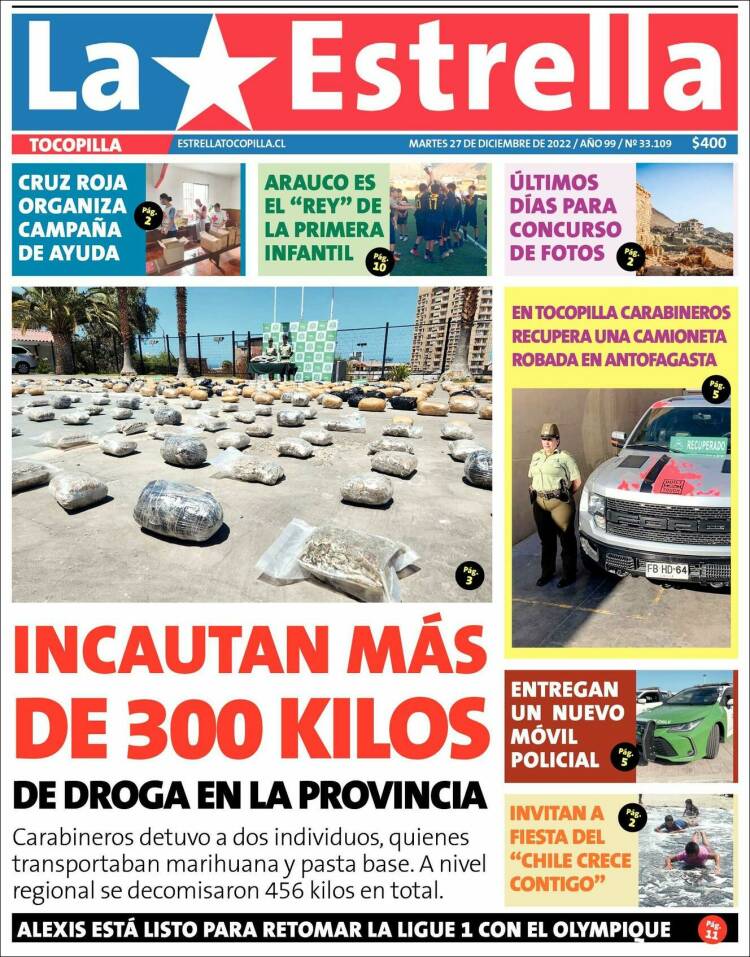 Portada de La Estrella de Tocopilla (Chile)