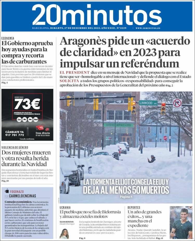 Portada de 20 Minutos - Barcelona (Espagne)