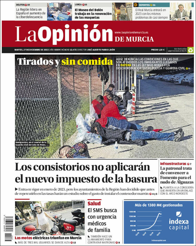 Portada de La Opinión de Murcia (Espagne)