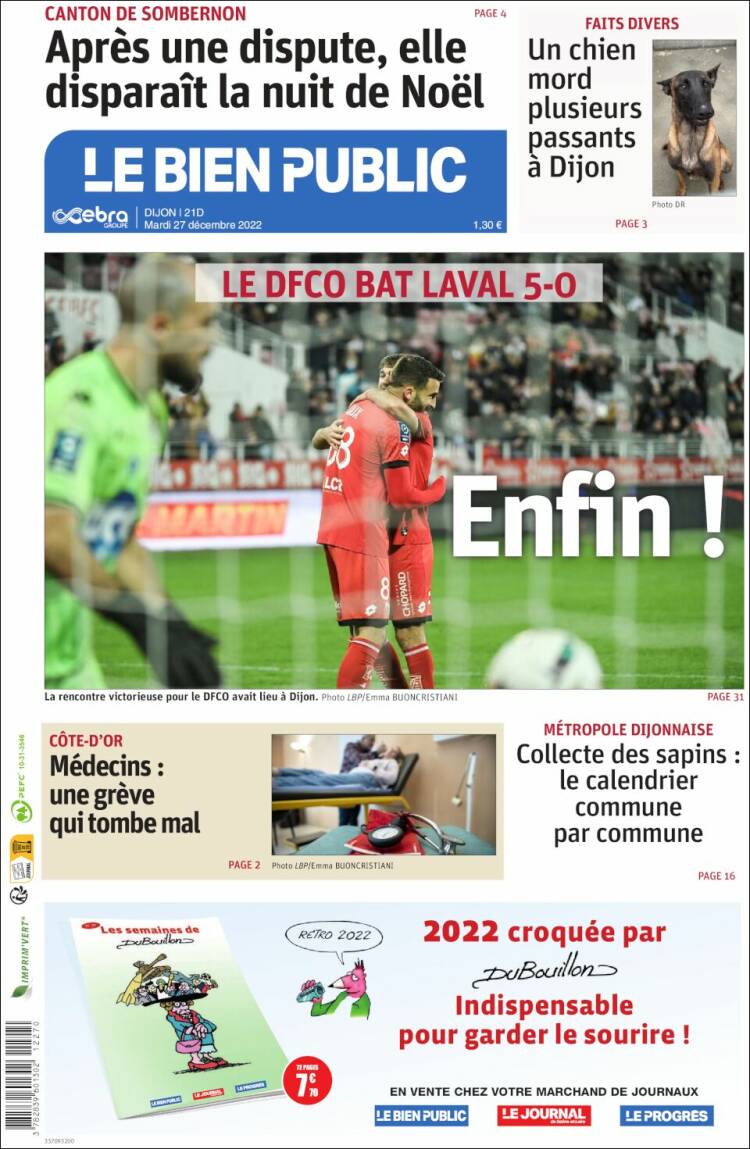 Portada de Le Bien Public (Francia)