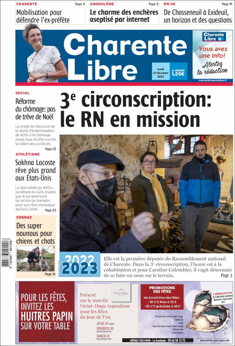 Portada de Charente Libre (Francia)