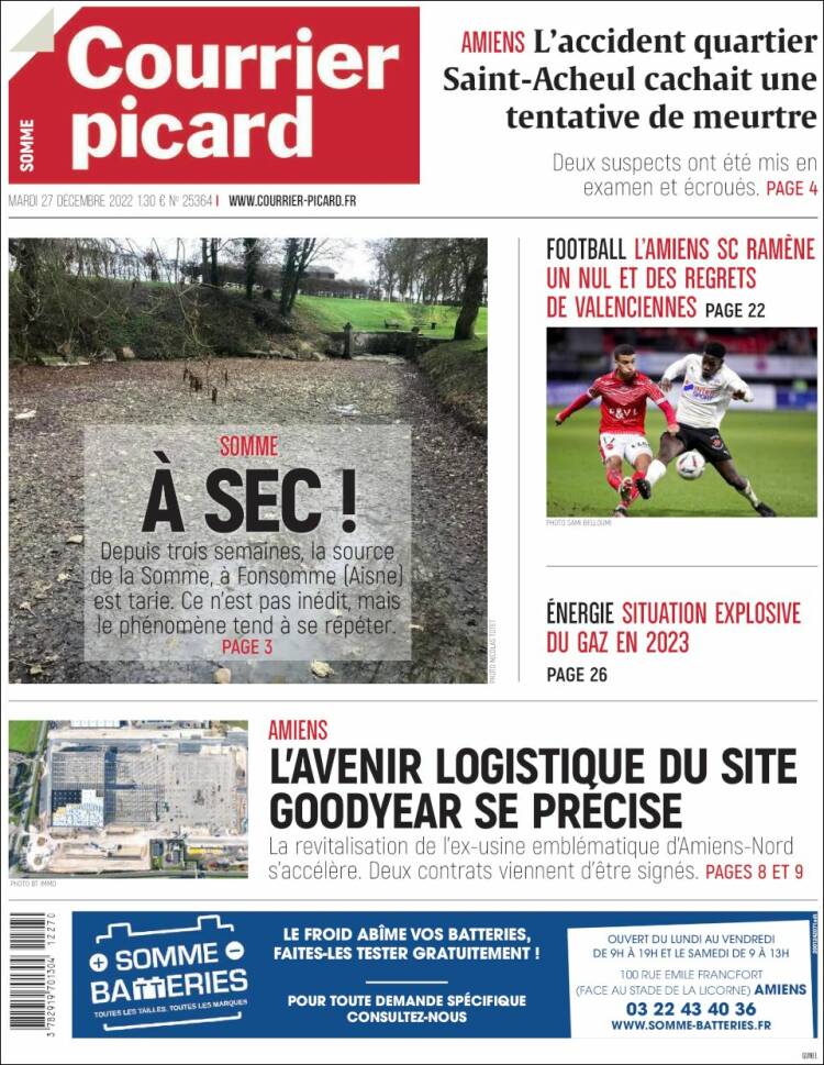 Portada de Courrier Picard (Francia)