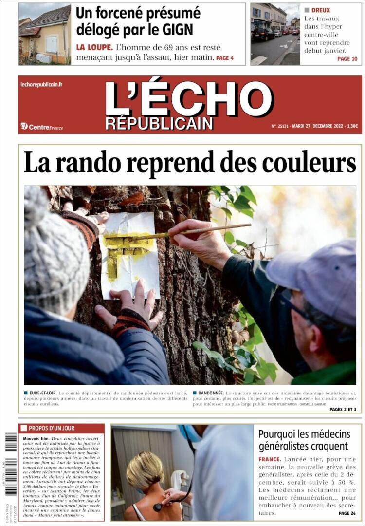 Portada de L'Echo Républicain (Francia)