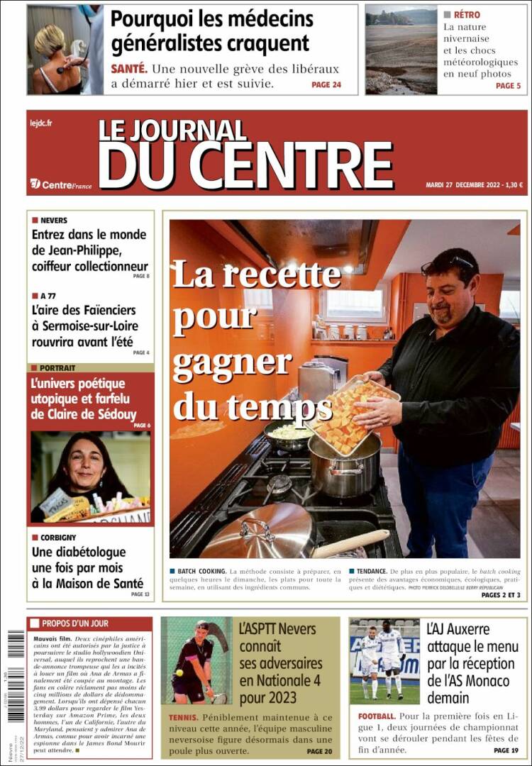 Portada de Le Journal du Centre (Francia)