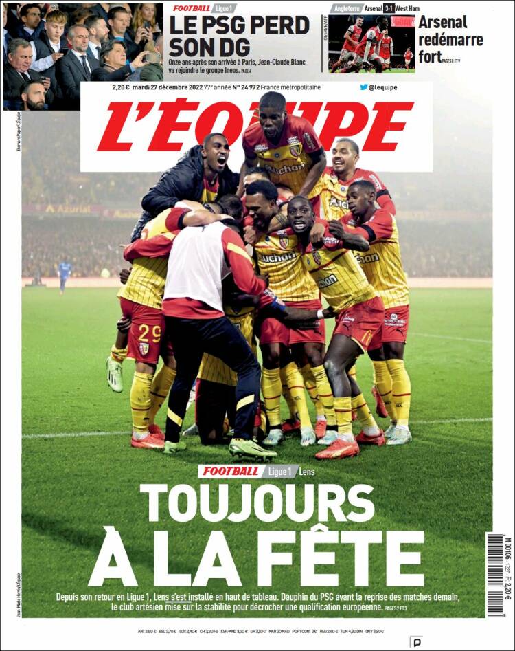 Portada de L'Equipe (Francia)