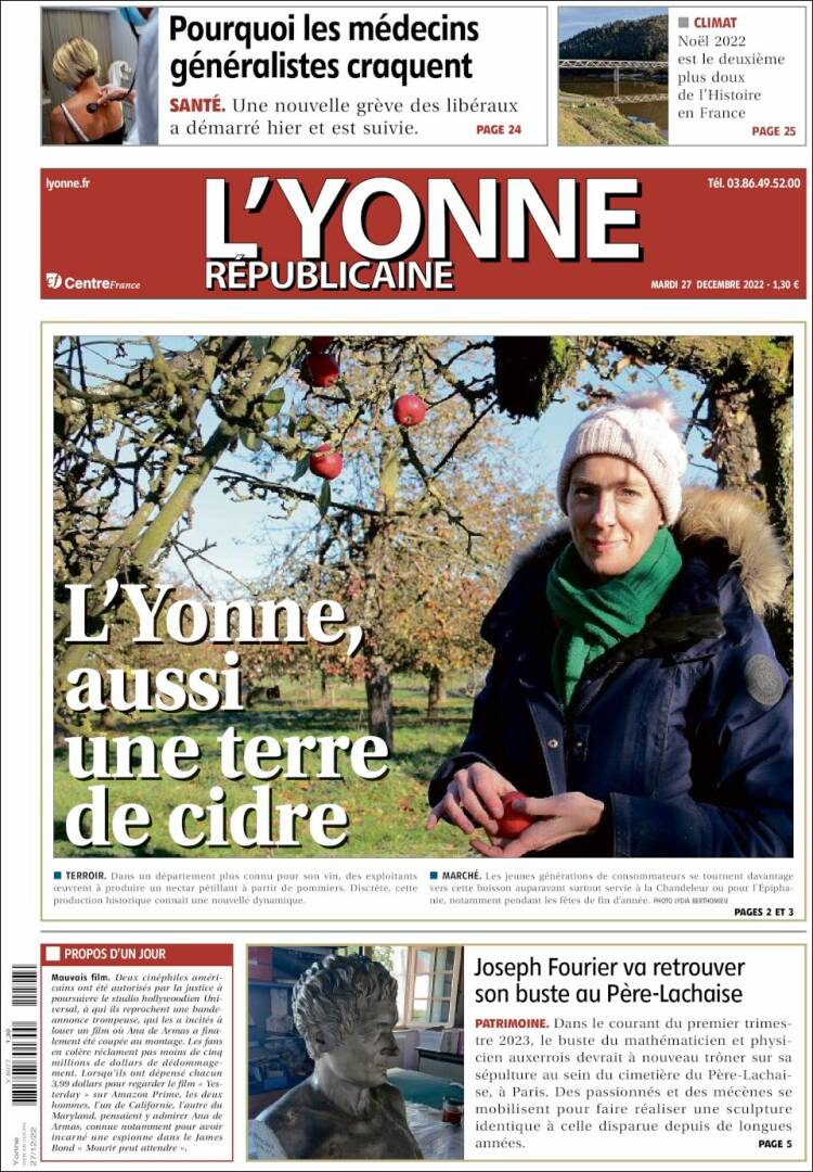 Portada de L'Yonne-Républicaine (Francia)