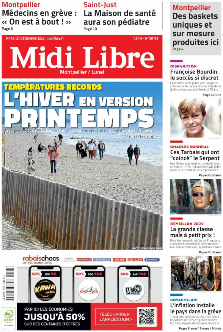 Portada de Midi Libre (Francia)