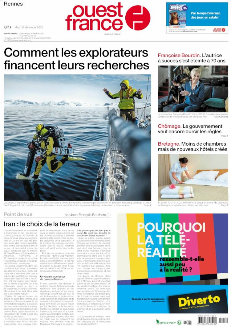 Portada de Ouest France (Francia)