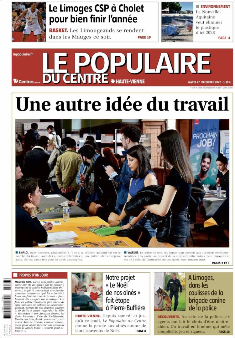 Portada de Le Populaire du Centre (Francia)