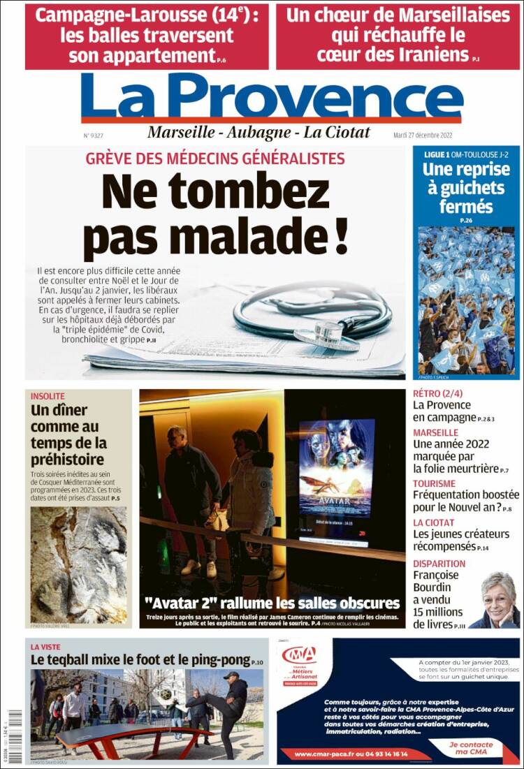 Portada de La Provence (Francia)