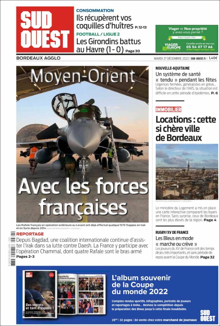 Portada de Sud Ouest (Francia)