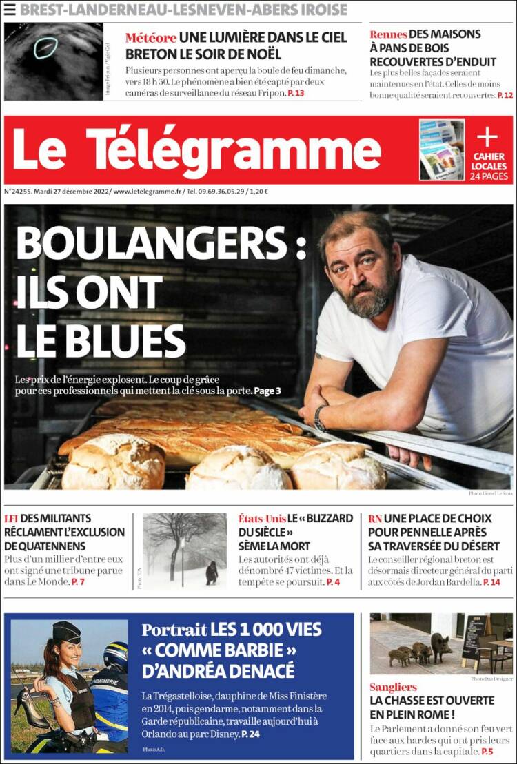 Portada de Télégramme (Francia)