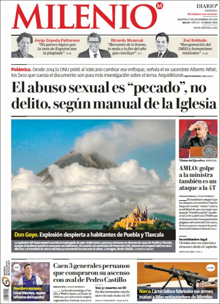 Portada de Milenio (Mexique)