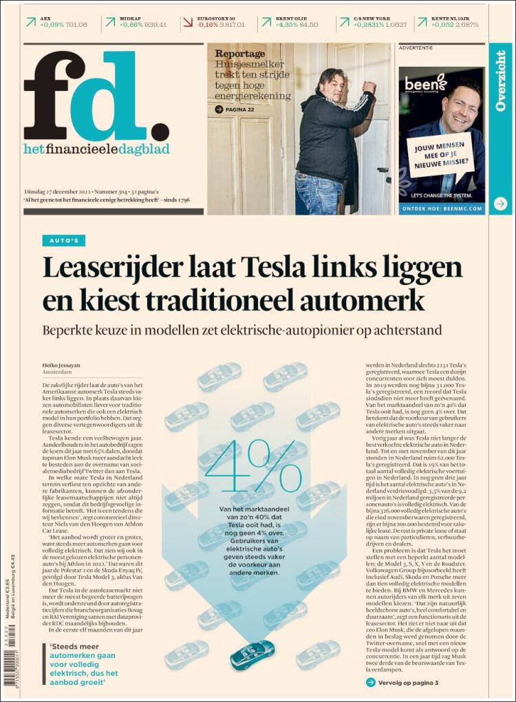Portada de Het Financieele Dagblad (Pays-Bas)