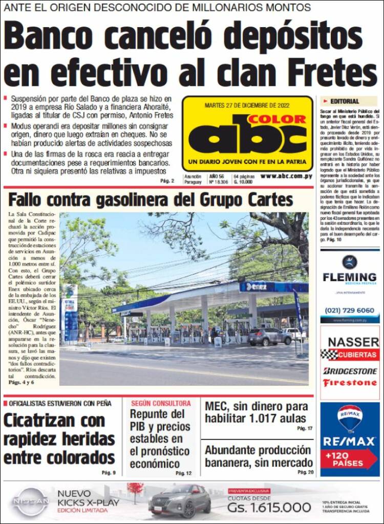 Portada de ABC Color (Paraguay)