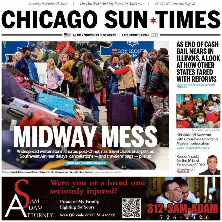 Portada de Chicago Sun-Times (USA)