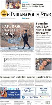 Portada de The Indianapolis Star (USA)