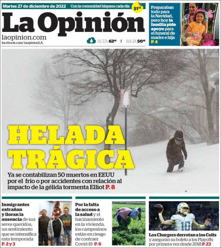 Portada de La Opinión (USA)