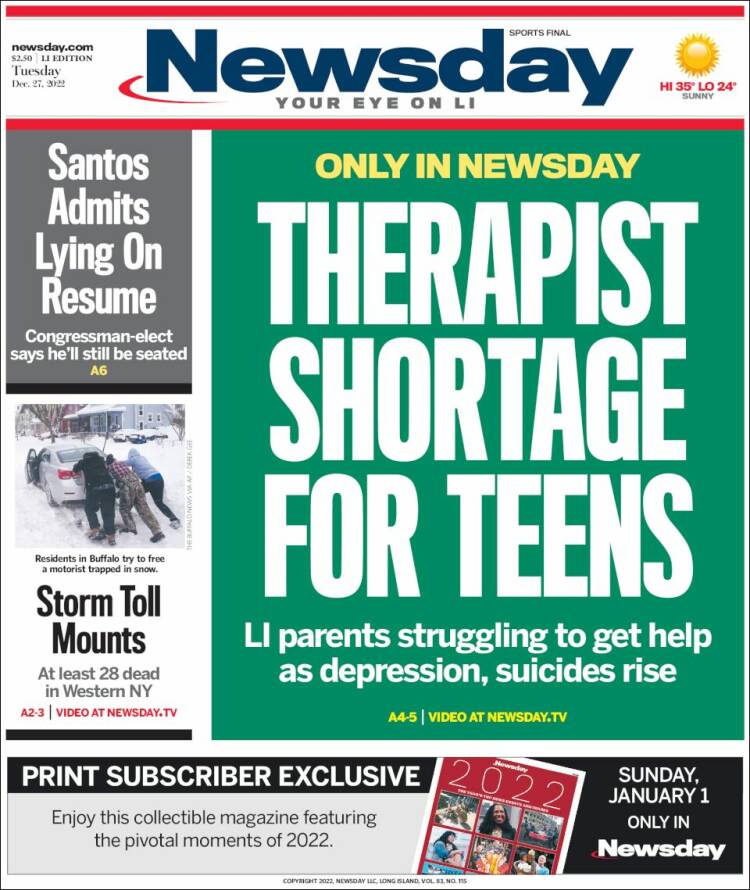 Portada de Newsday (USA)