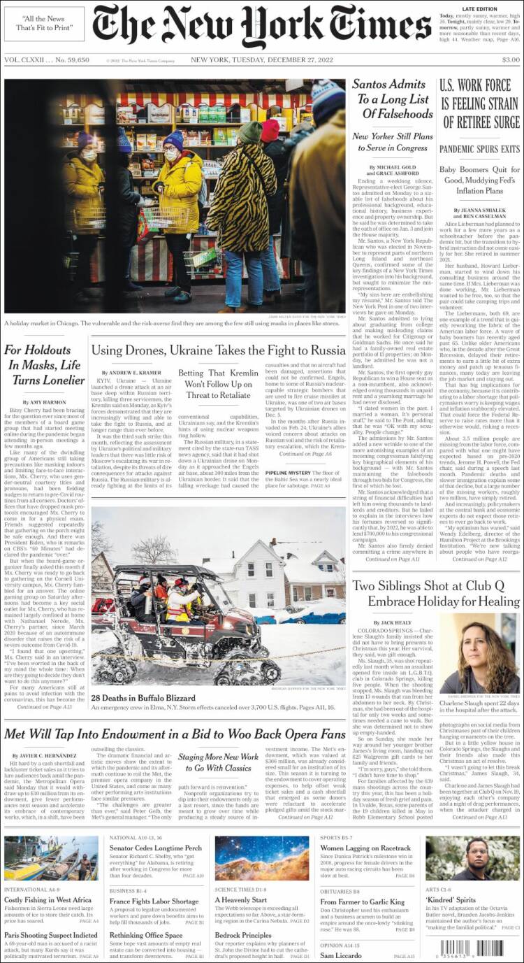 Portada de New York Times (USA)