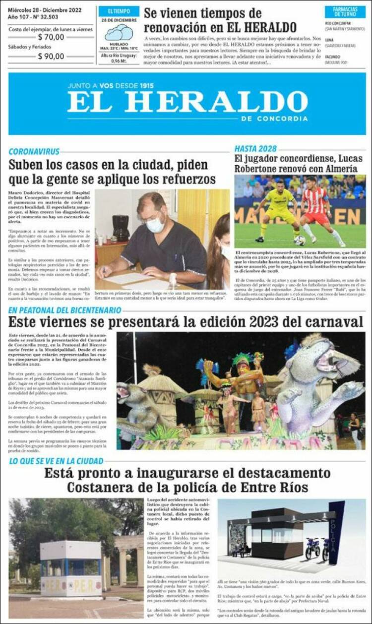 Portada de El Heraldo de Concordia (Argentina)