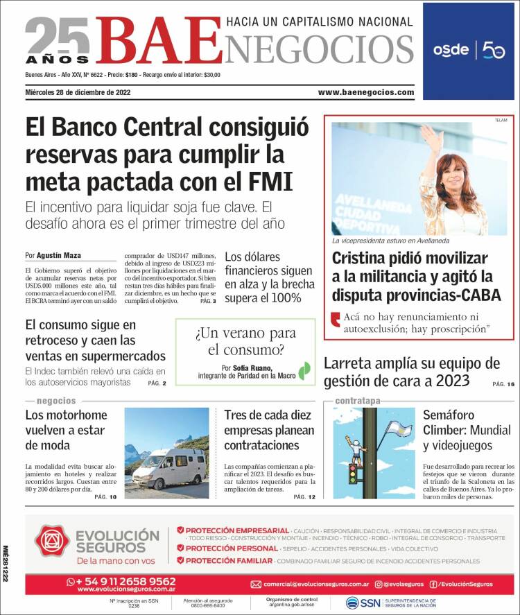 Portada de Buenos Aires Económico (Argentina)