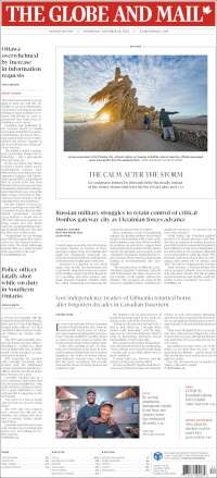 Portada de The Globe and Mail (Canadá)