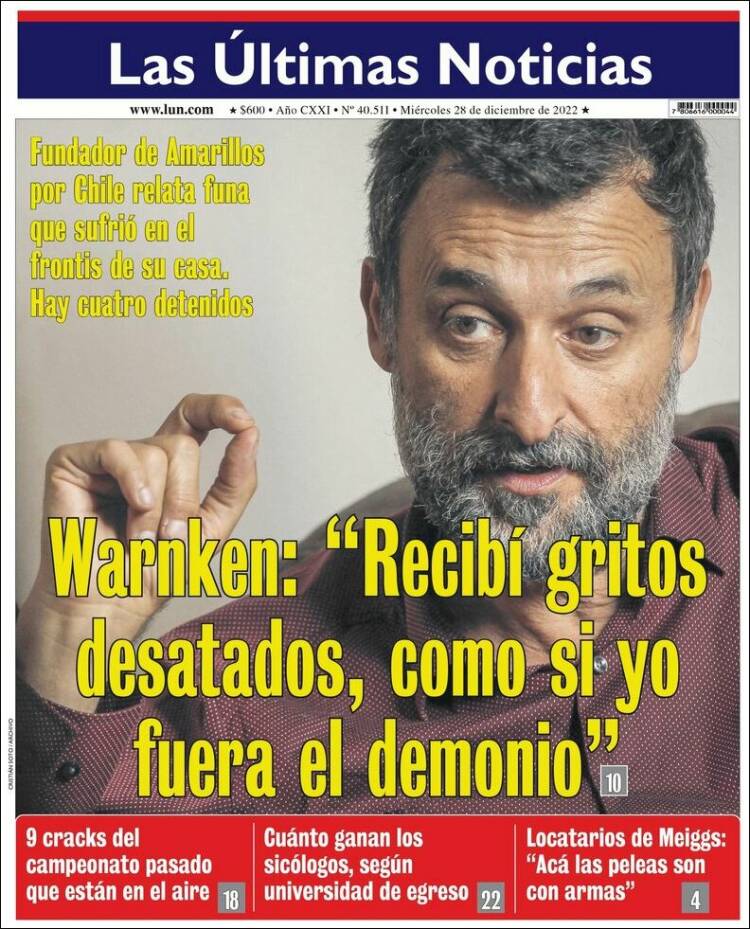 Portada de Las Últimas Noticias (Chile)