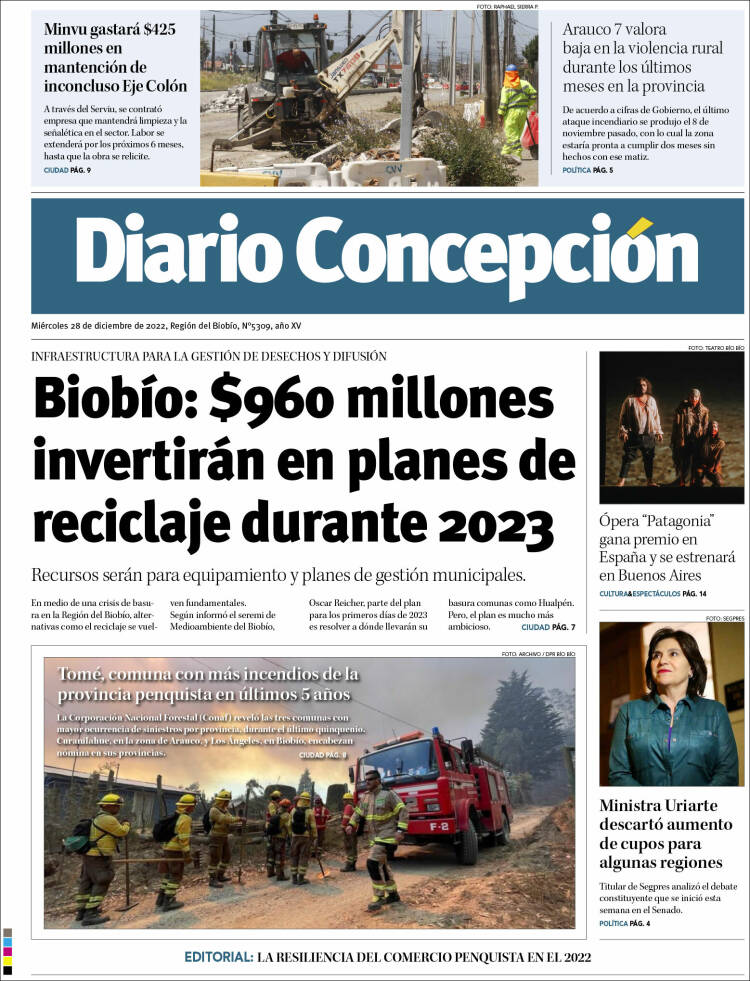 Portada de Diario de Concepción (Chile)