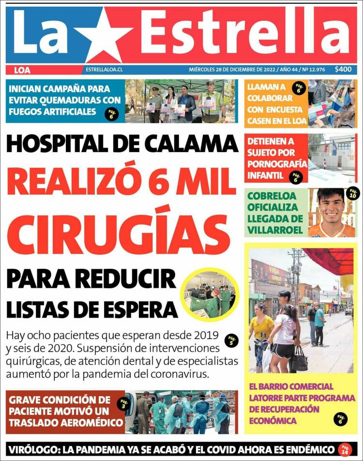 Portada de La Estrella de Loa (Chile)