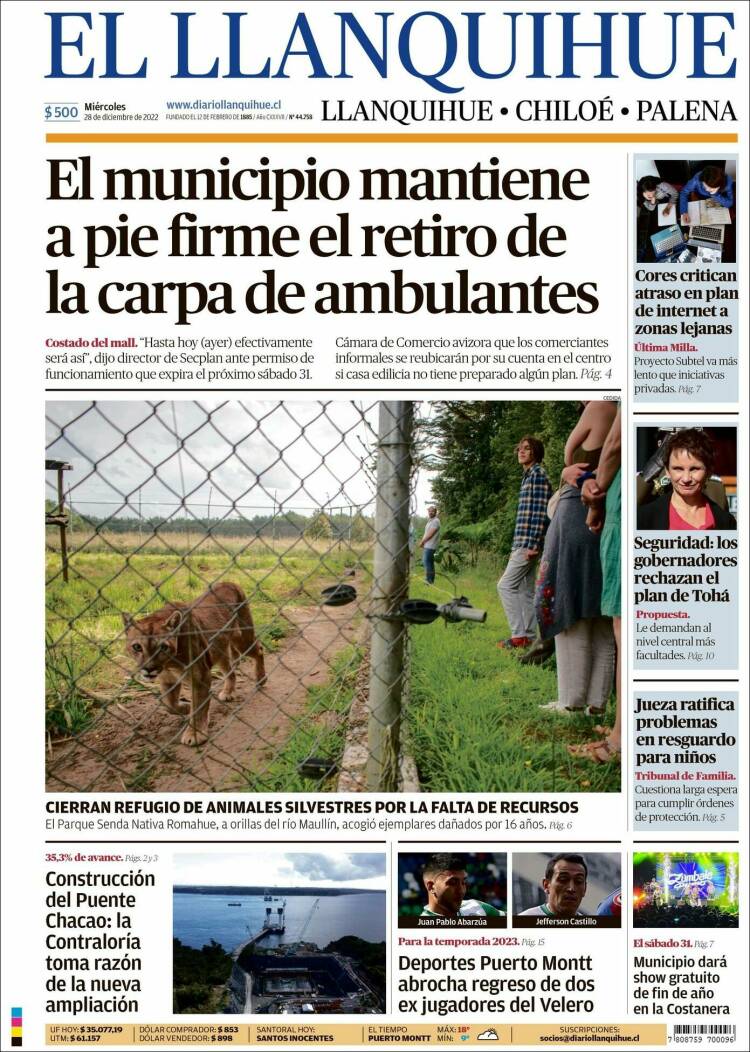 Portada de El Llanquihue (Chile)