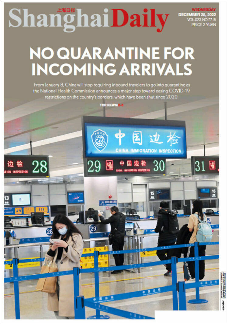 Portada de Shanghai Daily (China)