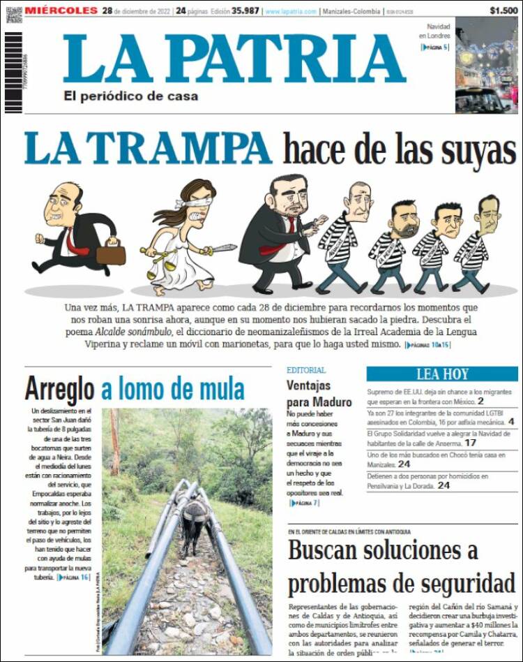 Portada de La Patria (Colombia)