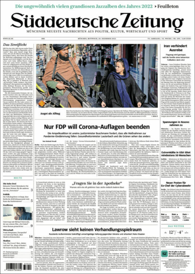 Portada de Sueddeutsche (Alemania)