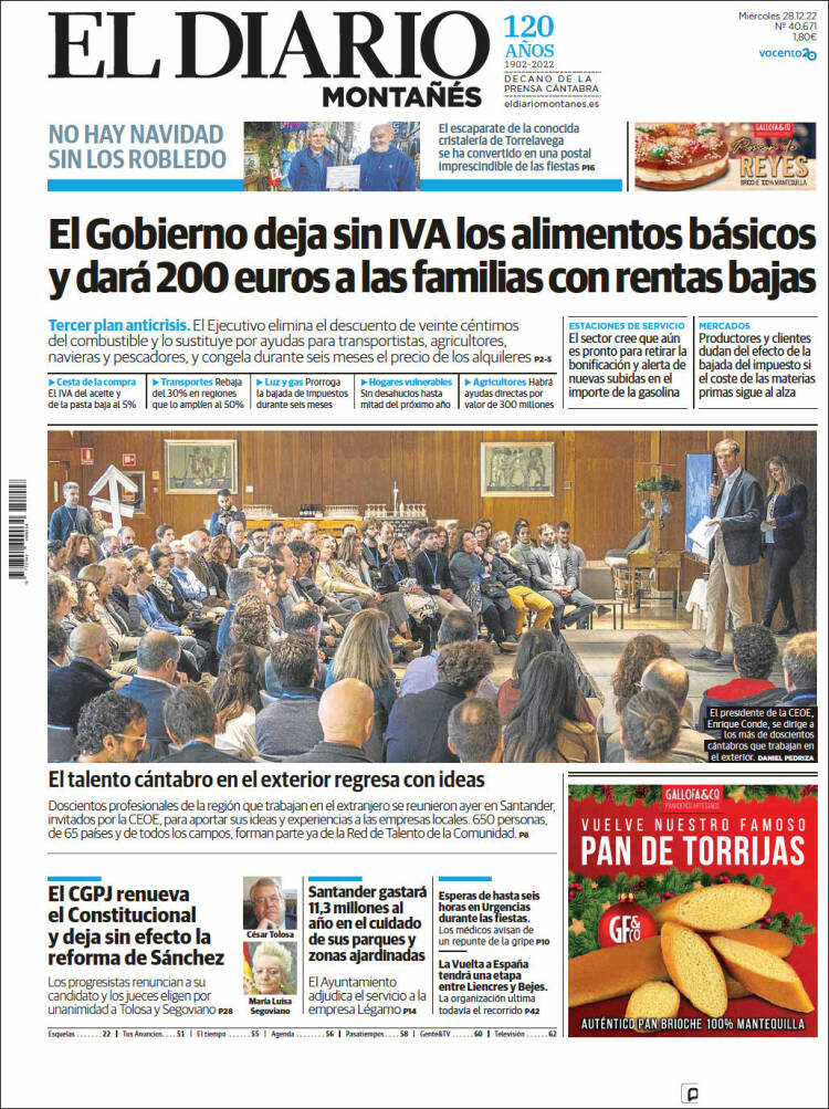 Portada de El Diario Montañés (Espa&ntilde;a)