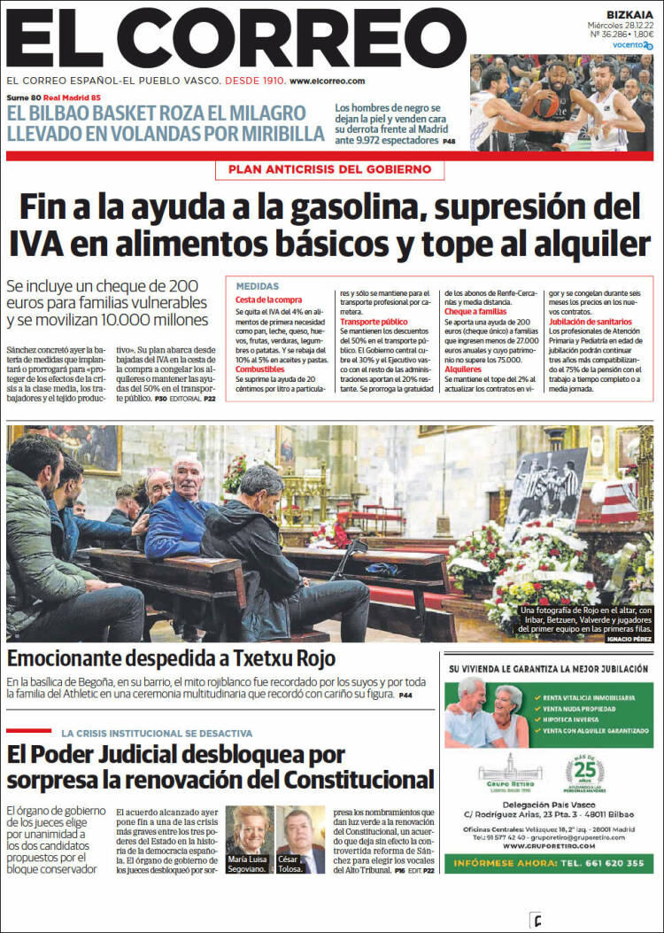 Portada de El Correo (Espa&ntilde;a)