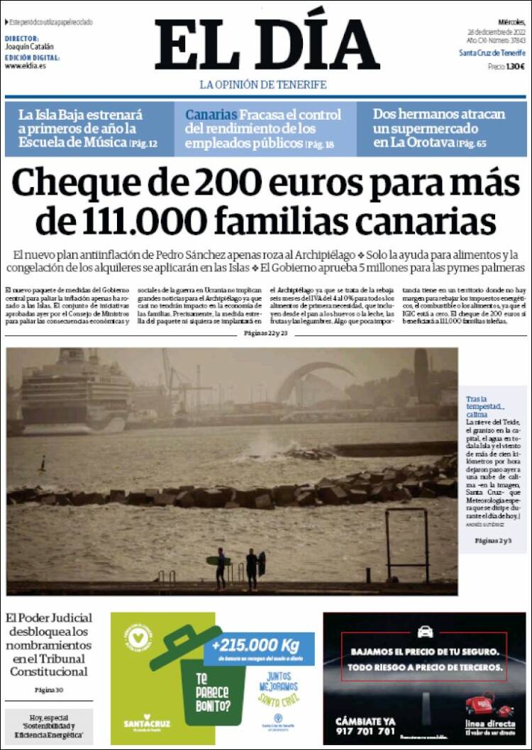 Portada de El Día (Espa&ntilde;a)