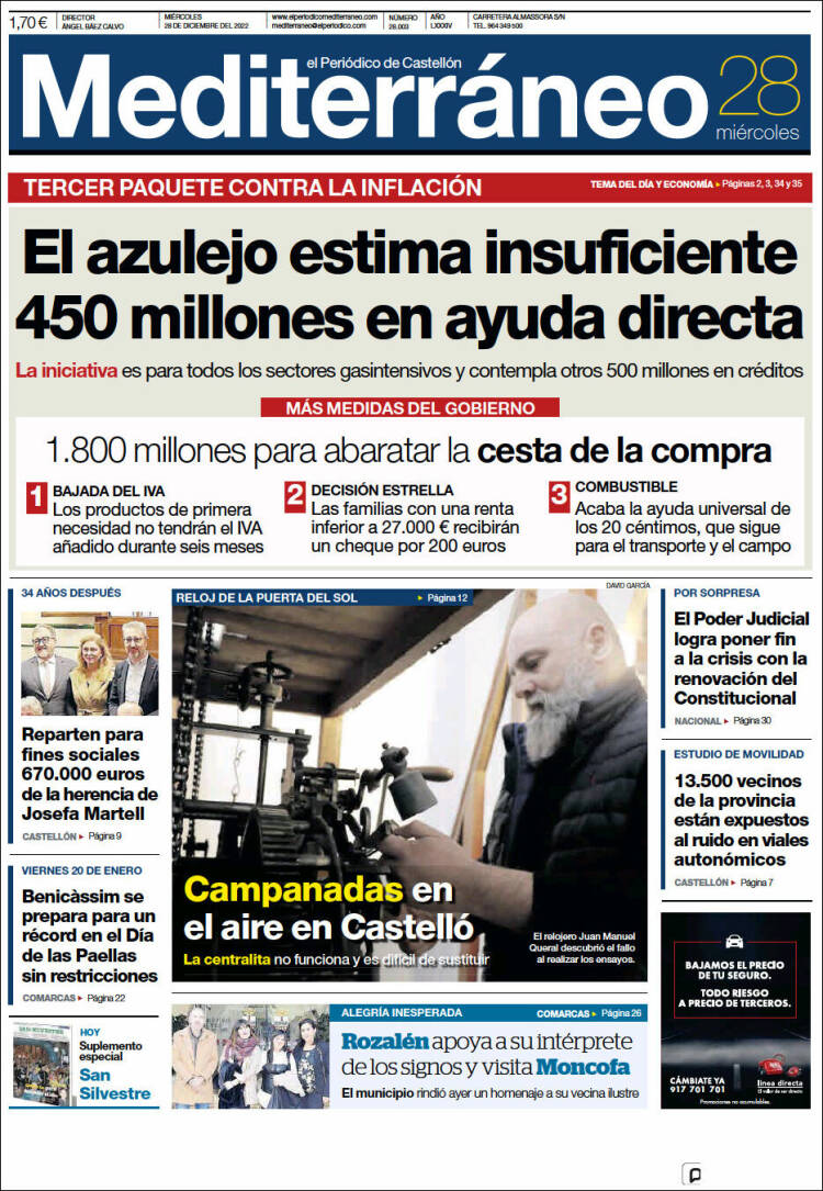 Portada de El Periódico Mediterraneo (Espa&ntilde;a)