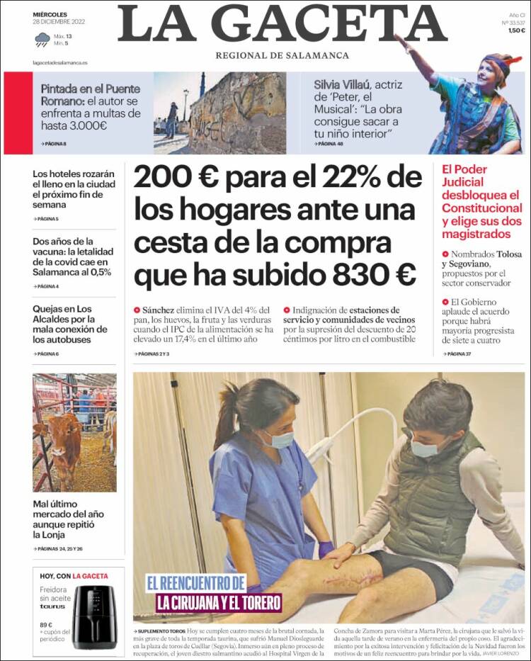 Portada de La Gaceta de Salamanca (Espa&ntilde;a)