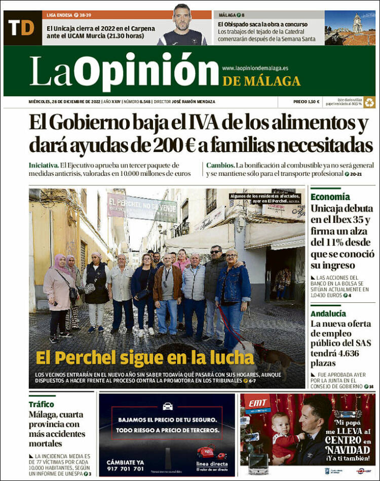 Portada de La Opinión de Málaga (Espa&ntilde;a)