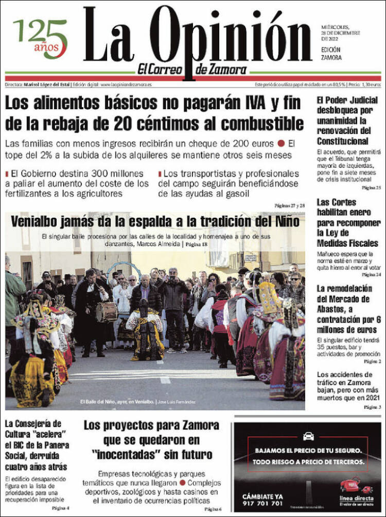 Portada de La Opinión - El Correo de Zamora (Espa&ntilde;a)
