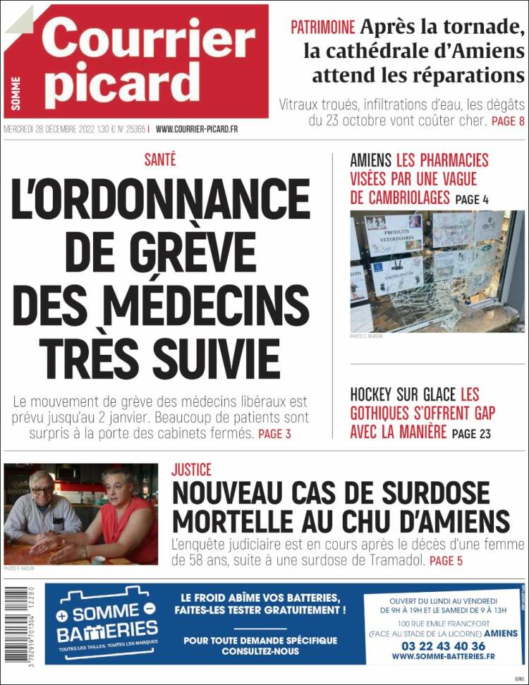 Portada de Courrier Picard (Francia)