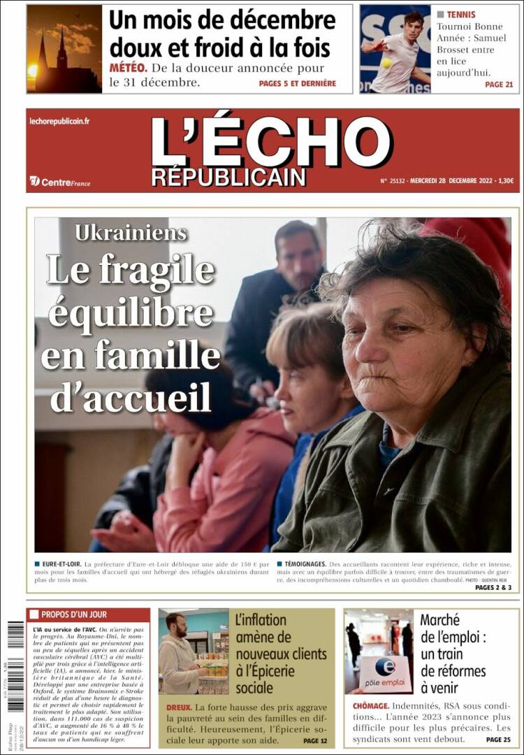 Portada de L'Echo Républicain (Francia)