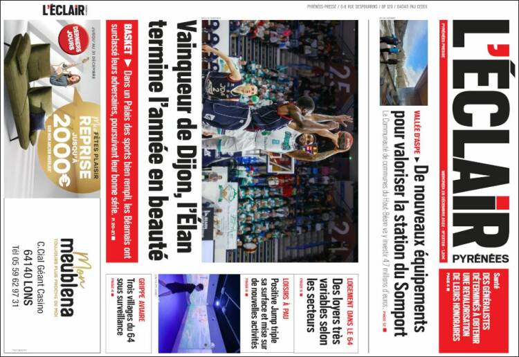 Portada de L'Eclair des Pyrénées (Francia)