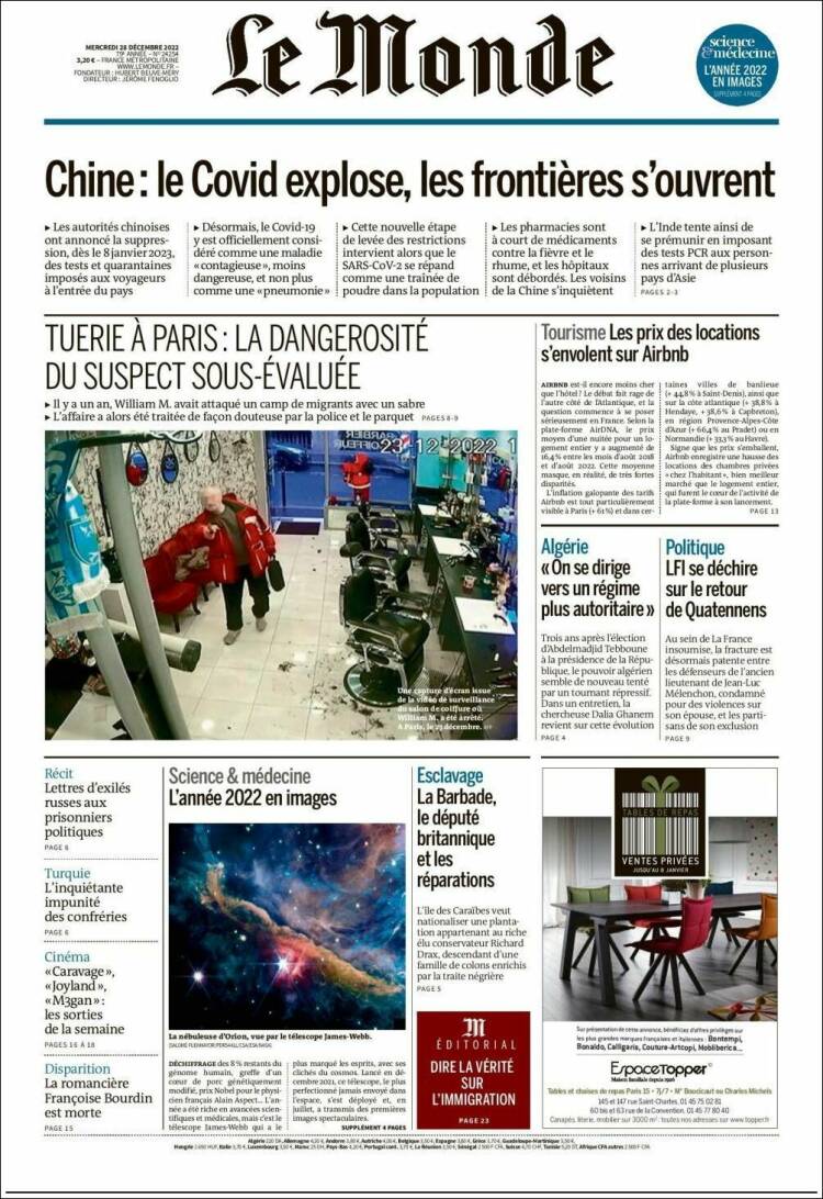 Portada de Le Monde (Francia)