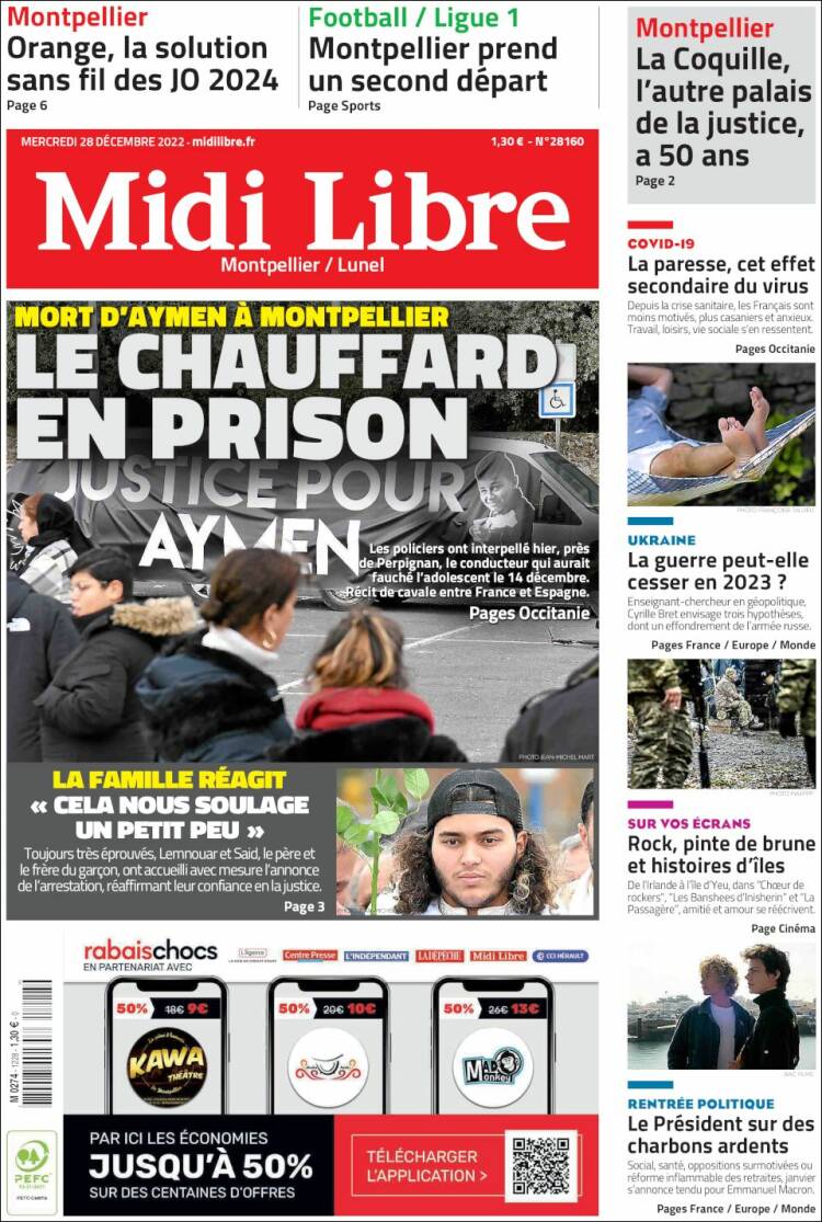 Portada de Midi Libre (Francia)