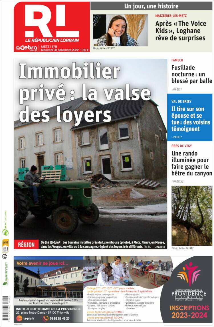 Portada de Le Republicain Lorrain (Francia)